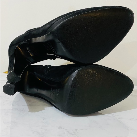 PRADA classic arc heeled ankle booties size 8 1/2 zippers suede timeless - Picture 11 of 13